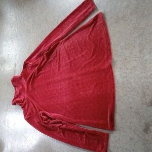 Soft Surroundings Velour Mock Neck Red Turtleneck Womens Top small